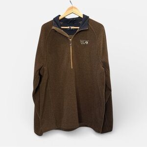Mountain Hardwear Fleece Quarter Zip Pullover Brown Men’s XL Hiking Sweater